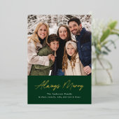 Altijd Merry Green Minimalist 2 Foto Folie Feestdagenkaart (Staand Voorkant)