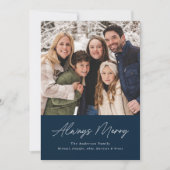 Altijd Merry Navy Minimalist 2 Foto Feestdagenkaart (Voorkant)