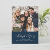 Altijd Merry Navy Minimalist 2 Foto Feestdagenkaart (Staand voorkant)