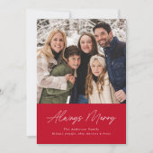 Altijd Merry Red Minimalist 2 Foto Feestdagenkaart (Voorkant)