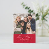 Altijd Merry Red Minimalist Foto Feestdagenkaart (Staand voorkant)