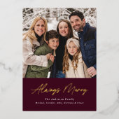 Altijd Merry Wine minimalist 2 Foto Folie Feestdagenkaart (Voorkant)