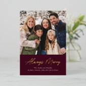 Altijd Merry Wine minimalist 2 Foto Folie Feestdagenkaart (Staand Voorkant)