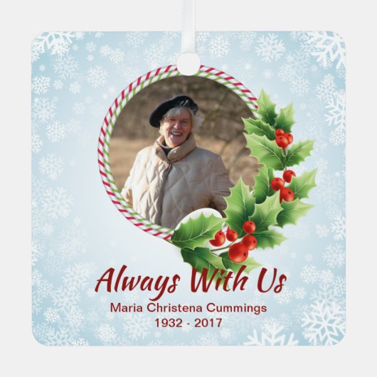 Altijd met persoonlijke gepersonaliseerde Memorial Metalen Ornament (Voorkant)