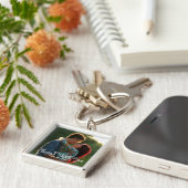 Altijd met uw Premium Square Sleutelhanger (Zijkant)