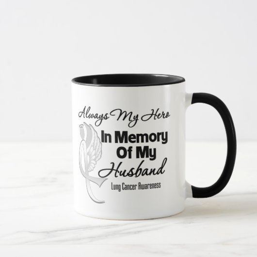 Altijd mijn Hero in Memory Husband - Lung Cancer Mok (Rechts)
