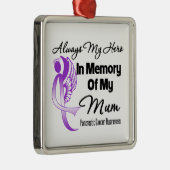 Altijd mijn Hero in Memory Mum - Pancreaskanker Metalen Ornament (Rechts)