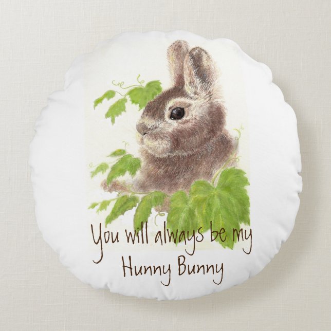 Altijd mijn Hunny Bunny Rabbit Quote zijn Rond Kussen (Voorkant)