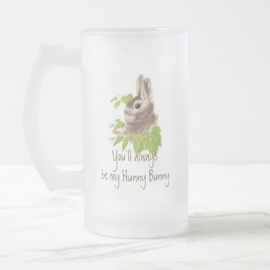 Altijd mijn Hunny Bunny Rabbit zijn. Matglas Bierpul (Links)