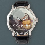 Altijd mijn liefdesbruiloft-fotoscript zijn horloge<br><div class="desc">Moderne foto's bekijken met hand-breedschrift en moderne typografie lezen:" Altijd mijn altijd 'naast je aangepaste namen en trouwdatum. Pas uw favoriete foto en informatie aan. Geweldig geschenk voor newlyweds of Valentijnsdag!</div>