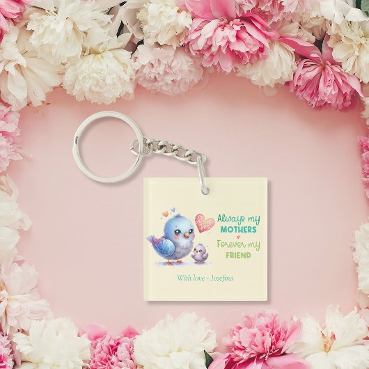 Altijd mijn moeder - Bird Mum & Baby Sleutelhanger