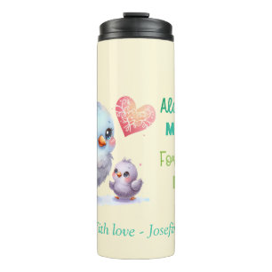 Altijd mijn moeder - Bird Mum & Baby Yellow Thermosbeker