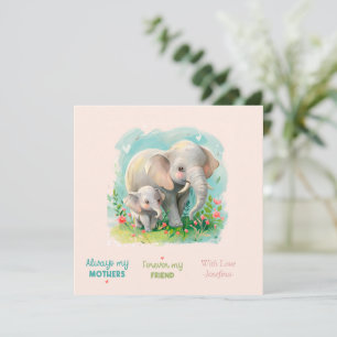 Altijd mijn moeder - Olifant Mum & Baby Pink Notitiekaartje