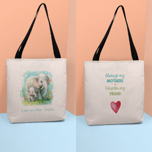 Altijd mijn moeder - Olifant Mum & Baby Pink Tote Bag