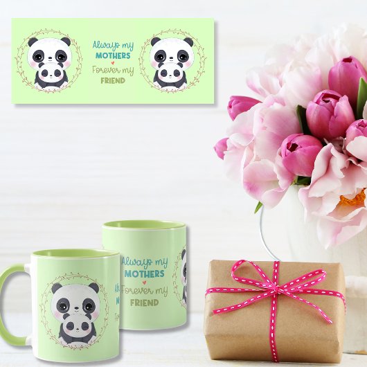 Altijd mijn moeder - Panda Mum & Baby Green Mok