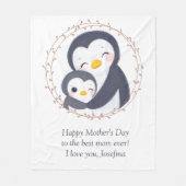 Altijd mijn moeder - Pinguïn Mum & Baby Fleece Deken (Voorkant)