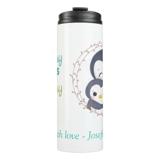 Altijd mijn moeder - Pinguïn Mum & Baby Thermosbeker (Voorkant)