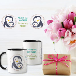 Altijd mijn moeder - Pinguïn Mum & Baby Zwart Mok