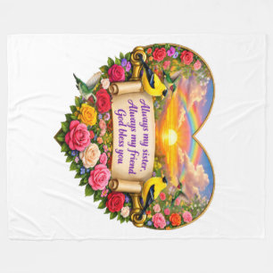 Altijd mijn Zus Bloemhart Fleece Dekbed Deken