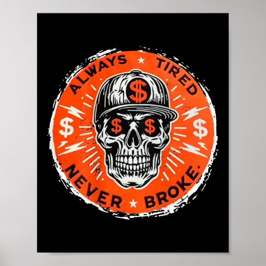 Altijd moe, nooit gebroken schedel (op de rug) poster (Voorkant)