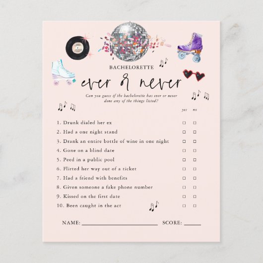 Altijd of Nooit | Roller Skating Bachelorette Spel (Voorkant)