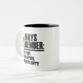 Altijd onthouden: Ze heeft gelijk, je bent verkeer Tweekleurige Koffiemok (Voorkant links)