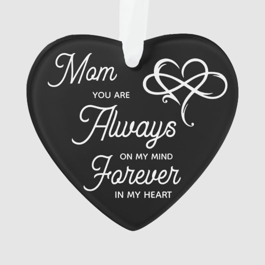 Altijd op mijn gedachten in m'n hartfoto mam ornament (achterkant)