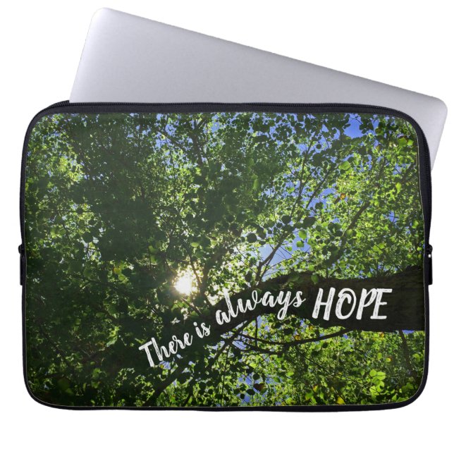 Altijd op zonlicht door bomen Inspirerend hopen Laptop Sleeve (Voorkant)