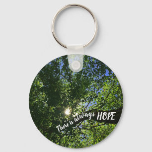 Altijd op zonlicht door bomen Inspirerend hopen Sleutelhanger
