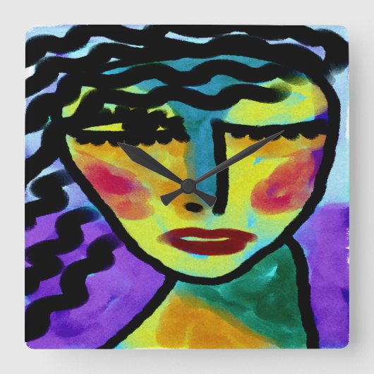 Altijd Originele Abstracte Kunst Vierkante Klok (Voorkant)