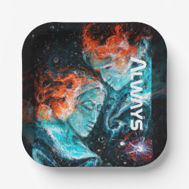 Altijd over het ruimtevernevelpaar papieren bordje