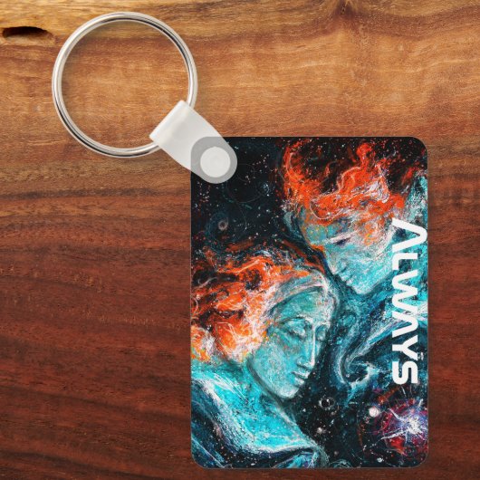 Altijd over het ruimtevernevelpaar sleutelhanger (Voorkant)