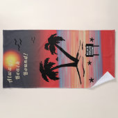 Altijd Paars rood met een band Strandlaken (Voorkant)