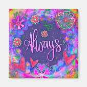 Altijd Paarse bloemenhart Inspirerend Trendy Magneet (Voorkant)