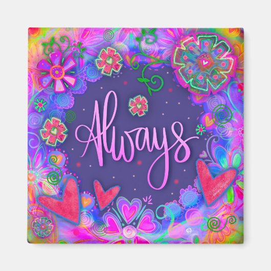 Altijd Paarse bloemenhart Inspirerend Trendy Magneet (Voorkant)