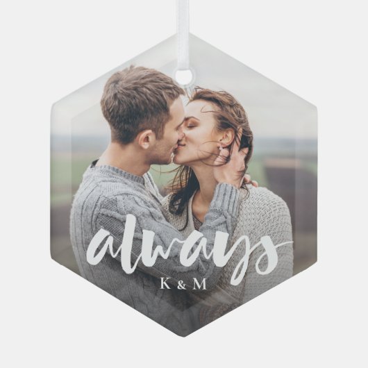 Altijd Persoonlijke paren met Manuscript - Foto Glas Ornament (Voorkant)
