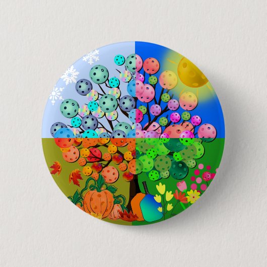 Altijd Pickleball Season Winter Spring Summer Herf Ronde Button 5,7 Cm (Voorkant)