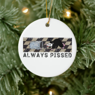Altijd Pissig Funny Trash Day Opossum Possum Liefh Keramisch Ornament
