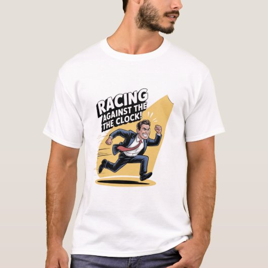 Altijd racen tegen de klok t-shirt (Voorkant)
