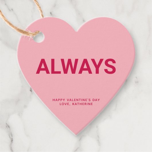 Altijd roze hart leuk schattig Valentijnsdag custo Bedankjes Labels (Voorkant)