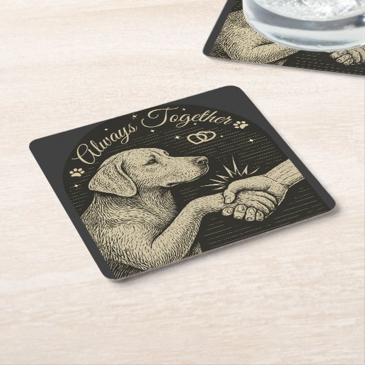 Altijd samen"  hondenvriendschap kartonnen onderzetters (Schuin)