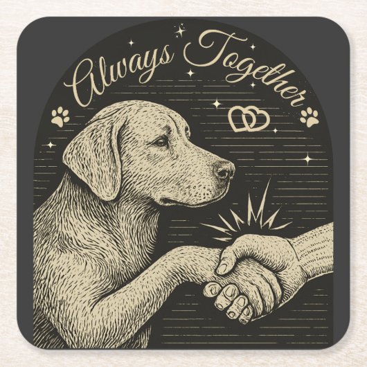 Altijd samen"  hondenvriendschap kartonnen onderzetters (Voorkant)
