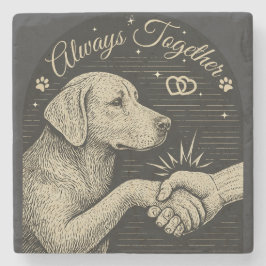 Altijd samen"  hondenvriendschap stenen onderzetter