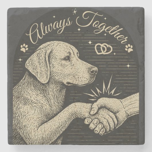 Altijd samen"  hondenvriendschap stenen onderzetter (Voorkant)