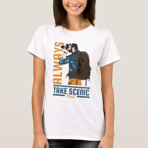 Altijd Schilderachtig route kamperen en avontuur T-shirt