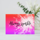 altijd sparkler paars sinaasappel bedankkaart (Staand voorkant)