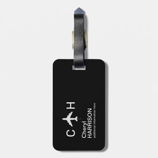 Altijd tijd om te vliegen Vliegtuig Half-Black Rei Bagagelabel (Achterkant verticaal)