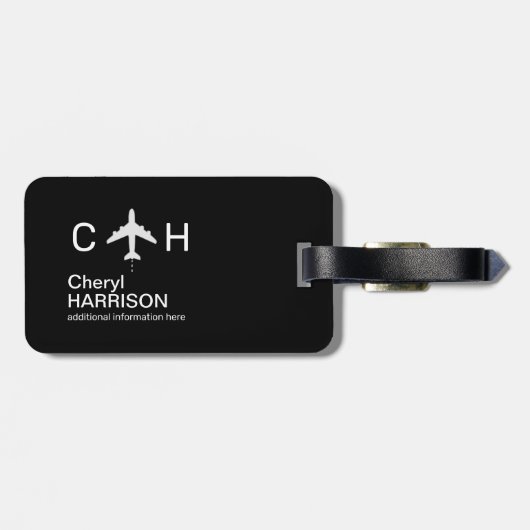 Altijd tijd om te vliegen Vliegtuig Half-Black Rei Bagagelabel (Achterkant horizontaal)