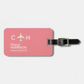 Altijd tijd om te vliegen Vliegtuig Roze Reizen Bagagelabel (Voorkant horizontaal)