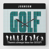 Altijd tijd voor golf vierkante klok (Voorkant)